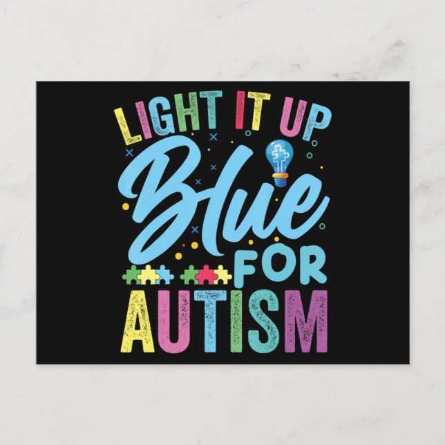 Cartão Postal Light It Up Blue Autism Awareness T-Shirt92  (Frente)
