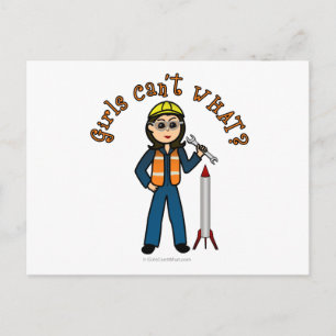Cartão Postal Light Rocket Scientist Girl