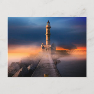 Cartão Postal Lighthouse Sunset Storm Linda Paisagem