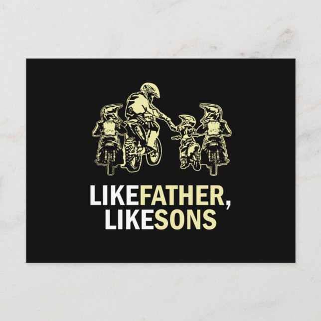 Cartão Postal Like Father Like Sons Motocross Dirt Bike Gift (Frente)