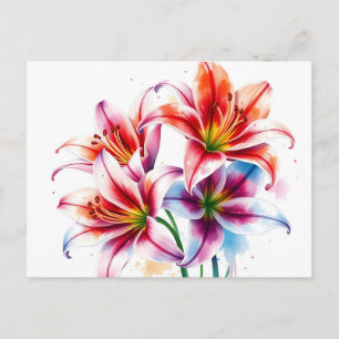 Cartão Postal Lilases Delicados em Aquarela com Desvanecimento B