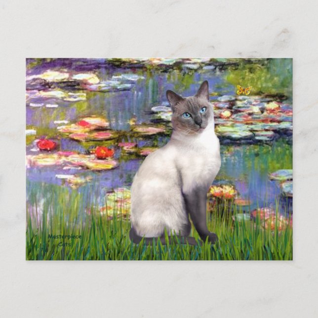 Cartão Postal Lilies 2 - gato Siamês Blue Point (Frente)