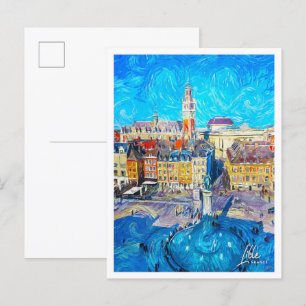 Cartão Postal Lille France Beauily Oil Painting City