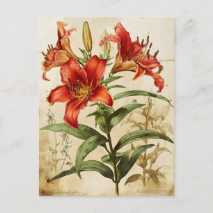Cartão Postal Lily Flores Eterno Elegance Vintage