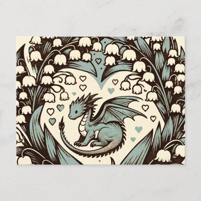 Cartão Postal Lily of the Valley Baby Dragon Cute Dragon Dragon  (Frente)