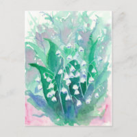Lily of the Valley Blue Watercolor Floral Painting