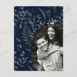 Cartão Postal Lily of Valley com Ferns | Azul profundo