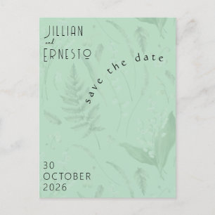 Cartão Postal Lily of Valley Foto Verde Suave Salva a Data