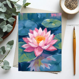 Cartão Postal Lily Pad Watercolor Do Lotus Flower