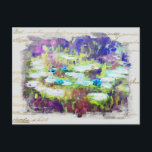 Cartão Postal ** Lily Pads - Escrita manual Dourada Monet Pond A<br><div class="desc">CARTÃO DE POSTO POSTCARD )Moneta Clássica Alterada Digitalmente Negrito com Escrita Manual Dourada Antiga e Sutil Pasta Arco-Íris. O fundo é de Cinzas de luz suave em cores. Elegante feminina romântica Ephemera Floral Pintura Artística Única Criativa Moderna e Romântica Antiga (SEARCH AR23 para designs semelhantes) Encontra-se em Chique, Feminina, Design....</div>