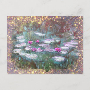 Cartão Postal ** Lily Pads Lilly Pads Pond Glitter do AR23 Monet