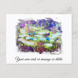 Cartão Postal ** Lily Pads Monet Pond AR23 Personalizar texto
