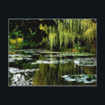 Cartão Postal Lily Pond de Monet com Willows, Giverny, França<br><div class="desc">Foto do lago de lírio de Claude Monet em Giverny,  França,  em setembro. A ponte japonesa está ao fundo e árvores salgueiras estão caindo sobre o lago.</div>
