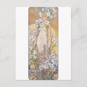Cartão Postal Lily (Quatro Flores), Alphonse Mucha