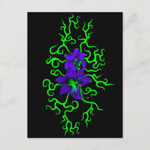 Cartão Postal Lily Roxa Flor a preto