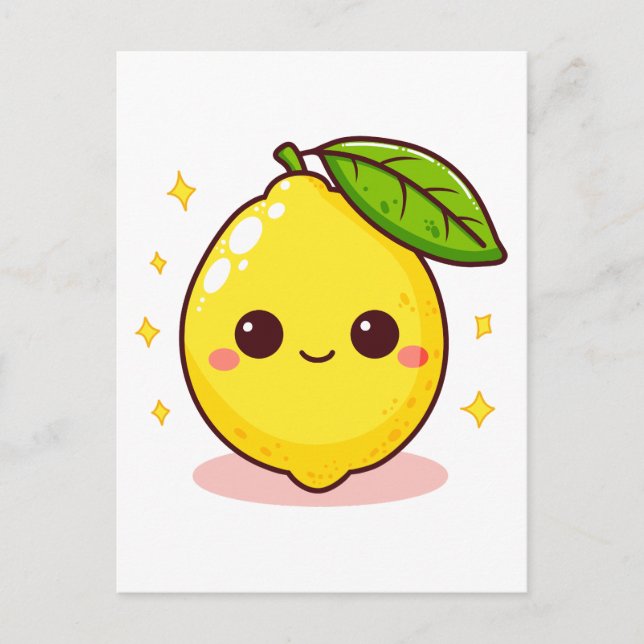 Cartão Postal Limão Amarelo Feliz Fofo (Frente)