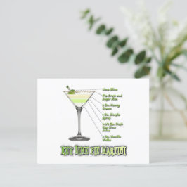 Cartão Postal Limão-chave Pie Martini Cocktail Recebe Arte
