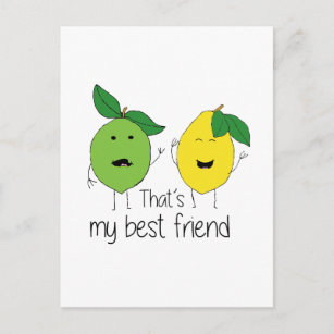 Cartão Postal Limão e Limão Melhores Amigos BFF Besties de Limão