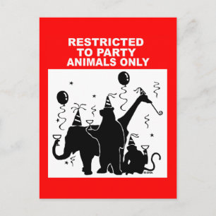 Cartão Postal Limitada apenas a animais de festa