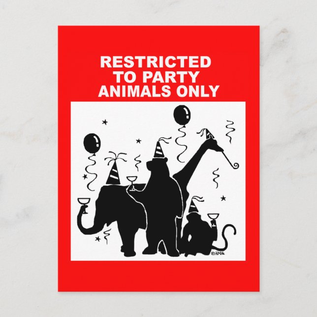 Cartão Postal Limitada apenas a animais de festa (Frente)