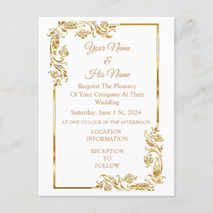 Cartão Postal Limite de Arte de Linha Dourada Thunder_Cove