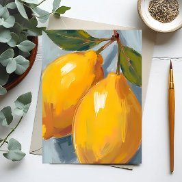 Cartão Postal Limões Amarelos Aquarela de Citros
