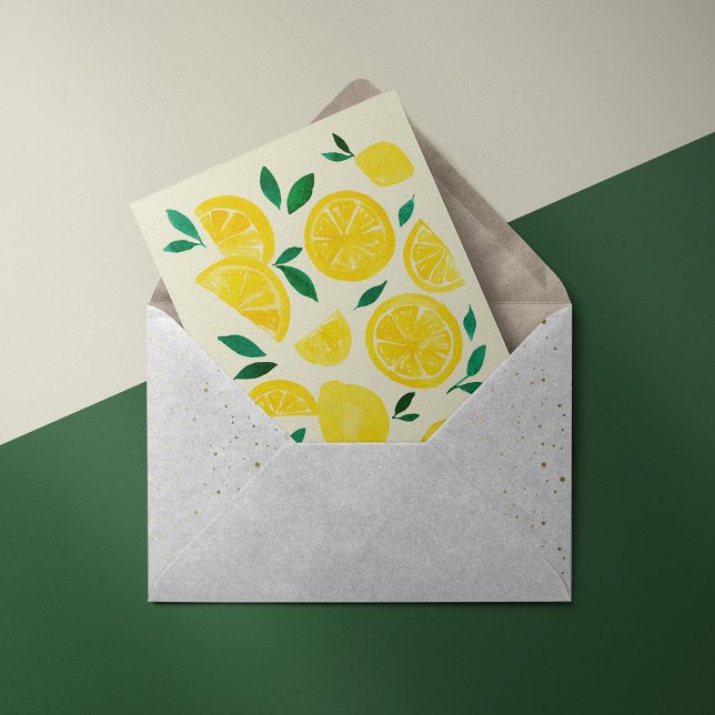 Cartão Postal Limões de aquarelas - amarelo e verde (Criador carregado)