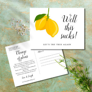 Cartão Postal Limões de Script Moderno Alteram a Data Adiada