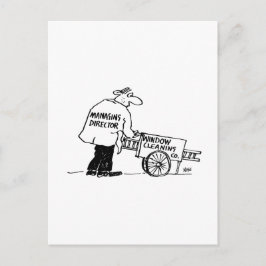 Cartão Postal Limpador de Janelas com Carrinho de Limpeza de Jan