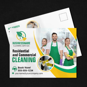 Cartão Postal Limpeza de Casa Amarela Verde Empregada Doméstica 