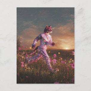 Cartão Postal Lince em um Terno Rosa 