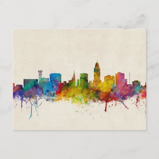Cartão Postal Lincoln Nebraska Skyline (Frente)