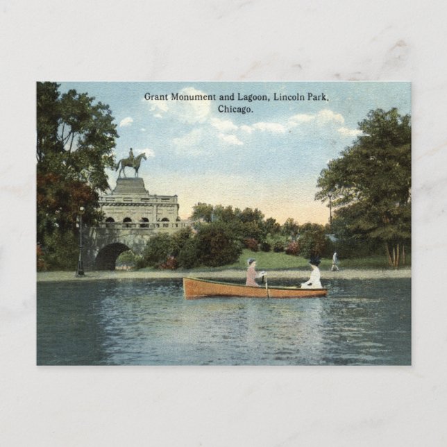 Cartão Postal Lincoln Park, Chicago 1915 Vintage (Frente)