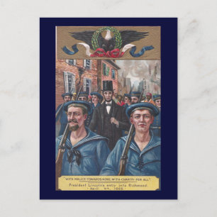 Cartão Postal Lincoln visitando Richmond VA em 1865