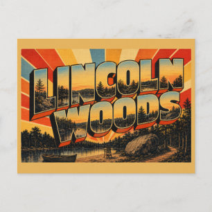 Cartão Postal Lincoln Woods RI Lago Glacial Pedras de Granito Ar