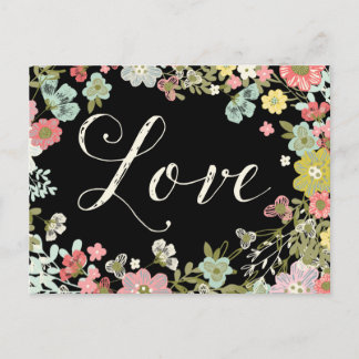Cartão Postal Linda Arte de Amor do Jardim Floral Elegante