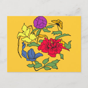 Cartão Postal Linda Arte Flor Japonesa