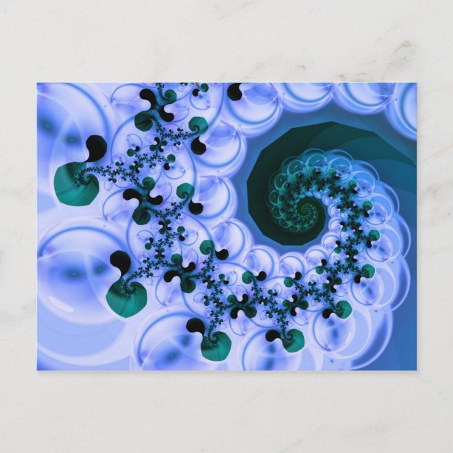 Cartão Postal Linda Arte Fractal Espiral Azul (Frente)