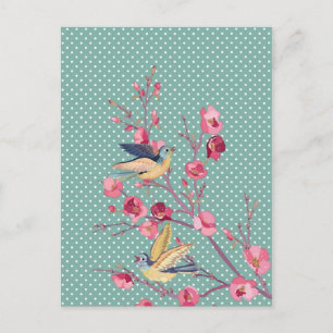 Cartão Postal Linda árvore-primavera da-safra-cinzenta