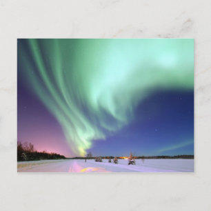Cartão Postal Linda Aurora Borealis Alaska Winter