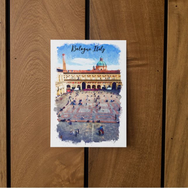 Cartão Postal Linda Bolonha Itália Watercolor Viagem (bologna italy watercolor travel postcard)