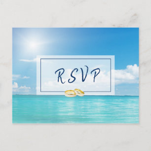 Cartão Postal Linda caligrafia RSVP de Casamento de Praia   conj