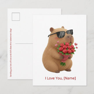Cartão Postal Linda Capivara Rosa Eu Te Amo Nome Personalizado