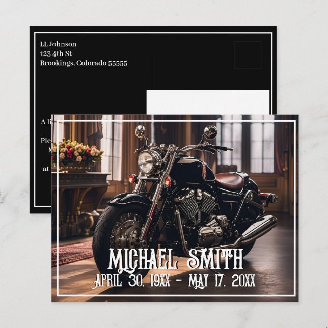 Cartão Postal Linda celebração da vida em motocicleta (Frente/Verso)