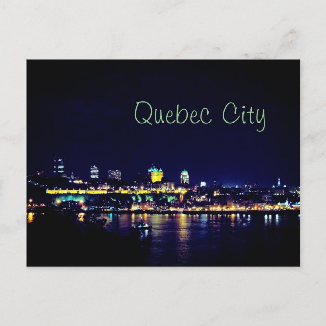 Cartão Postal Linda cidade de Quebec à noite (Frente)