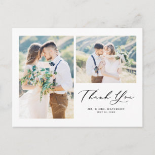 Cartão Postal Linda Colagem de Fotos em Branco Dois Agradeciment