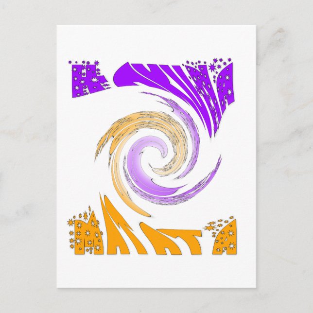 Cartão Postal Linda Design de Arte Moderna: Roxo e Dourado (Frente)