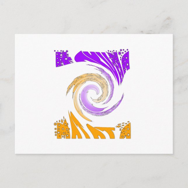 Cartão Postal Linda Design de Arte Moderna: Roxo e Dourado (Frente)