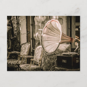 Cartão Postal Linda e antiga Phonógrafo