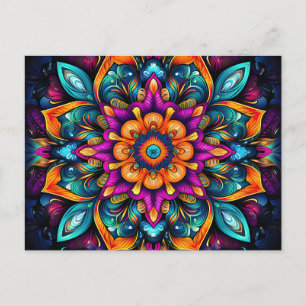 Cartão Postal Linda e colorida geometria sagrada Mandala Art